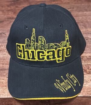 Chicago Large Font Hat Windy City Baseball Cap Black & yellow Strapback